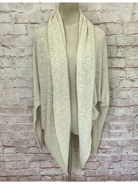 Line Knitwear Womens Open Front Shawl Collar Cocoon Cardigan Oatmeal Size M  NEW